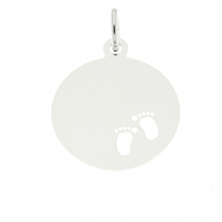 Ronde zilveren ketting hanger 18mm met voetjes