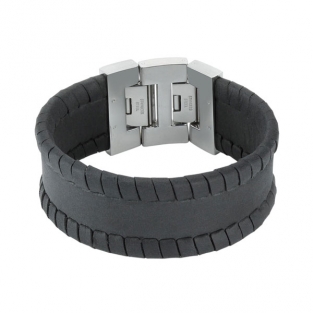 Leren armband Dacaya Moutnain Ridge Zwart 28mm