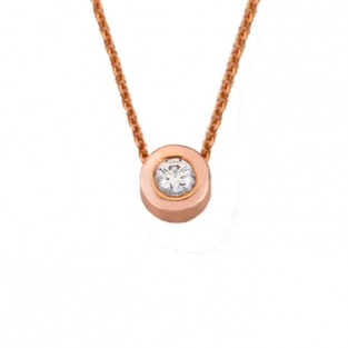 Initial ketting roodgoud diamant