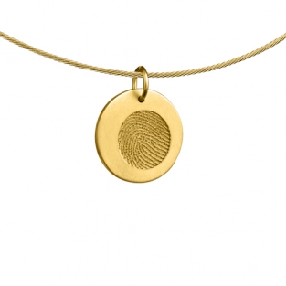 Ronde gouden plaathanger met vingerafdruk