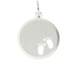 Zilveren ketting hanger rond 16mm met voetjes