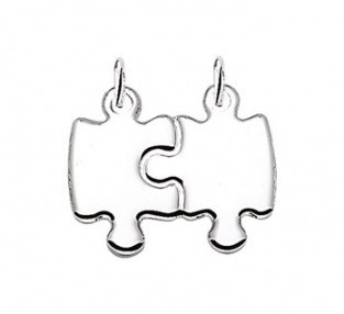 Zilveren koppel hanger puzzel