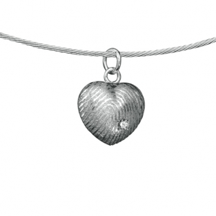 Zilveren vingerafdruk hanger hart met steen
