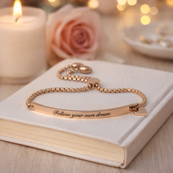 Armband met plaat rosegoud