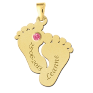 Gouden hanger voetjes met geboortesteen Names4ever