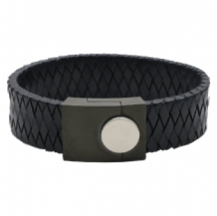 Dacaya Bulls Eye Dexter gevlochten leren armband met zwarte sluiting