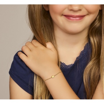 Goldplated baby armbandje met vlinder