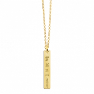 Gouden Bar naamketting met gravure en Veer Names4Ever