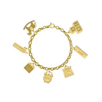 Gouden geboorte armband met losse bedels