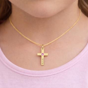 Gouden communie hanger hart met naam en datum – persoonlijk communie cadeau draaffoto