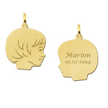 Meisjeshoofdje in goud met gravure Names4ever