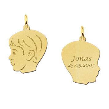 Kinderhoofdje jongen goud met gravure Names4ever