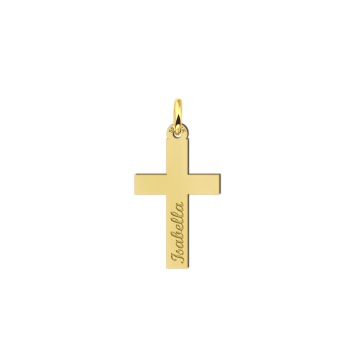 Gouden kruishanger met naam gravure - gepersonaliseerd communie kruis