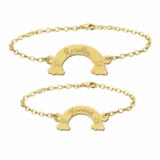 Gouden armbanden set met namen in regenbogen Names4Ever