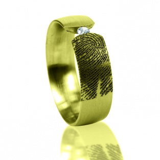 Ring open zandloper 4mm goud met afdruk en steentje