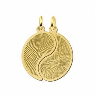 Gouden vingerafdruk vriendschapsketting Yin Yang