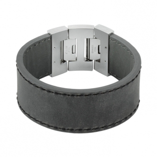 Leren armband Dacaya Rebel Edge Grijs 28mm