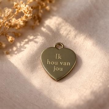 Hanger hartvormig 22x24mm goudkleurig