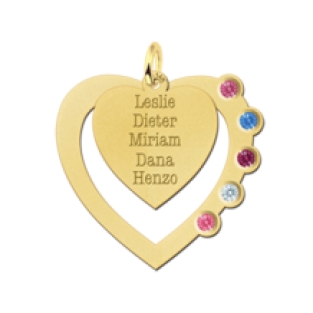 Gouden Hart hanger met geboortestenen Names4ever