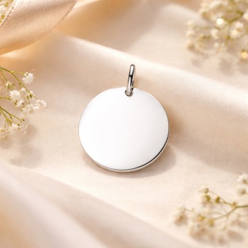 Hoogglans ronde zilveren hanger 18mmsfeerbeeld