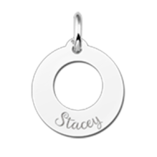 Zilveren Kleine hanger rond met naam Names4ever