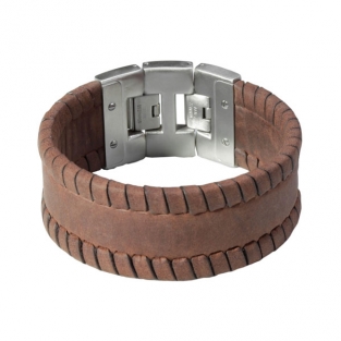 Leren armband Dacaya Mountain Ridge Bruin 28mm