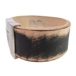 B&L zwart leren armband ruw