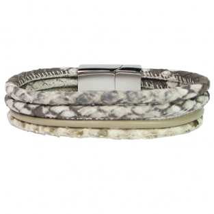 Armband B&L met vier lederen banden en Buddha