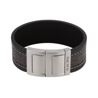 Leren armband Dacaya Croc River Black / Grey 28mm