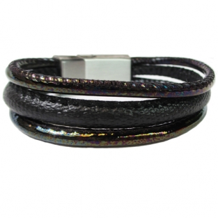 Leren armband B&L slang zwart