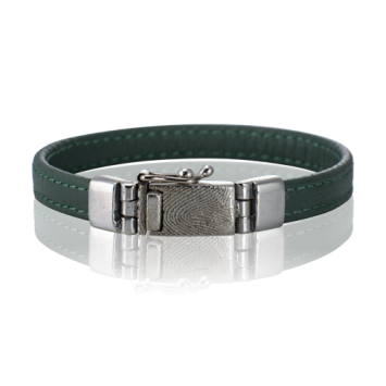 Leren armband met afdruk in bakslot, kleur 809 groen