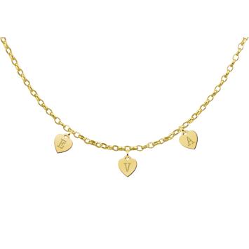 Gouden naamketting met letter hartjes