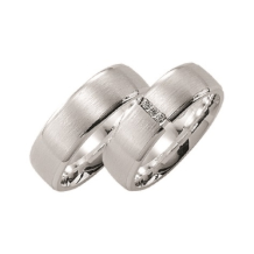 Koppel ringen 6,5mm zilver met drie steentjes