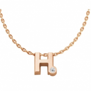 Initial ketting roodgoud met briljant