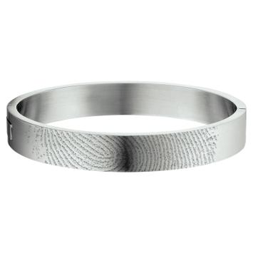 RVS rechte scharnier armband met vingerafdruk
