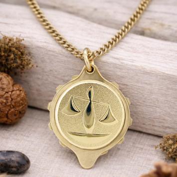 Talisman SOS hanger met Sterrenbeeld Weegschaal verguld RVS