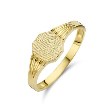 Vierkante gouden zegelring met vingerafdruk