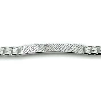 Zilveren schakelarmband met vingerafdruk op plaat