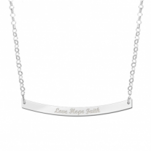 Zilveren Bar naamketting Rond Names4Ever