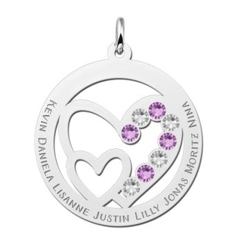 Hanger met geboortestenen voor familie zilver
