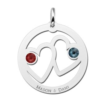 Hart hanger met geboortesteen zilver