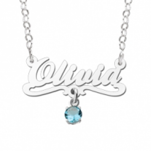 Zilveren naamketting Olivia Names4ever - blauw