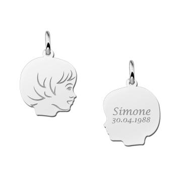Kinderkopje meisje met achterkant gravure klein zilver Names4ever