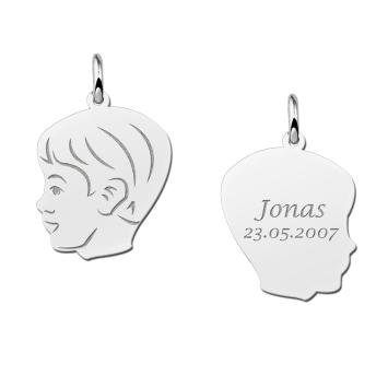 Kinderkopje jongen met achterkant gravure zilver Names4ever