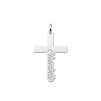 Zilveren Kruis Hanger met Naam – Gepersonaliseerd