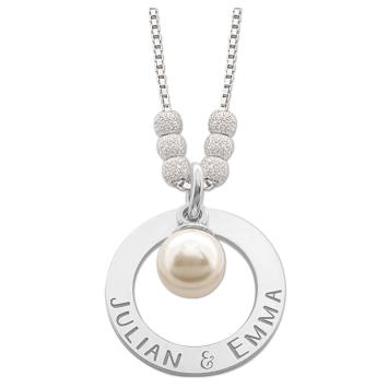 Zilveren mama ketting met parel