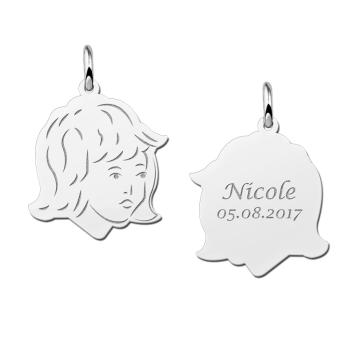 Meisjes kinderhoofdje zilver met achterkant gravure Names4ever