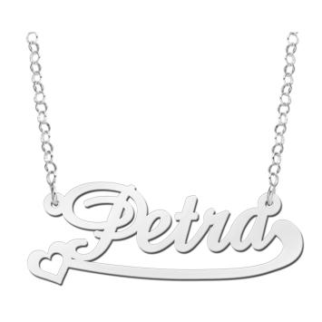 Naamketting zilver model Petra met hart