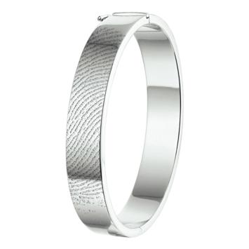Zilveren rechte scharnier armband met vingerafdruk
