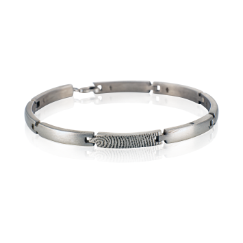 Zilveren schakel armband met vingerafdruk 884